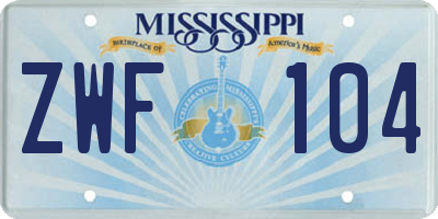 MS license plate ZWF104