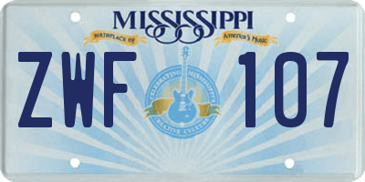 MS license plate ZWF107