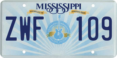 MS license plate ZWF109