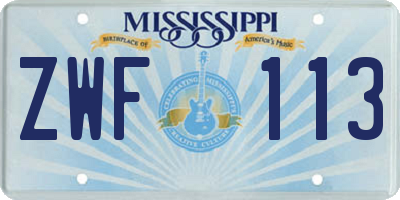 MS license plate ZWF113