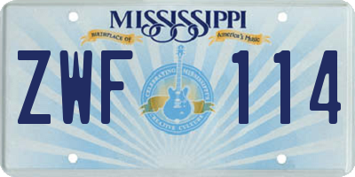 MS license plate ZWF114
