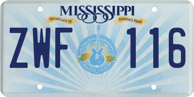 MS license plate ZWF116