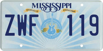 MS license plate ZWF119