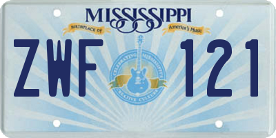 MS license plate ZWF121