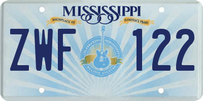 MS license plate ZWF122
