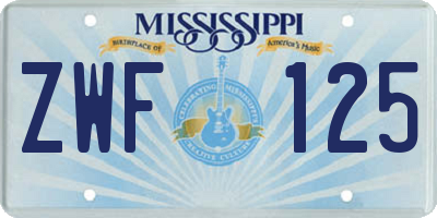 MS license plate ZWF125