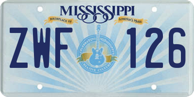 MS license plate ZWF126