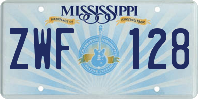 MS license plate ZWF128