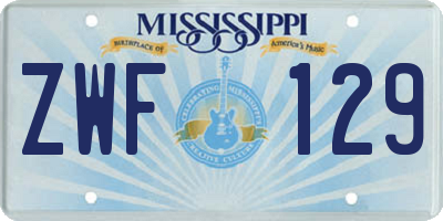 MS license plate ZWF129