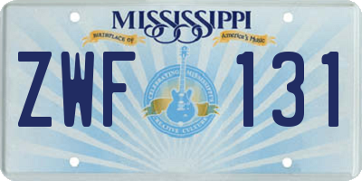MS license plate ZWF131