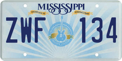 MS license plate ZWF134