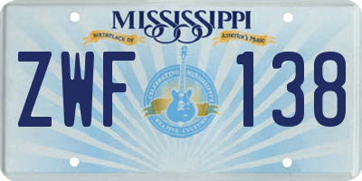 MS license plate ZWF138