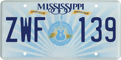 MS license plate ZWF139