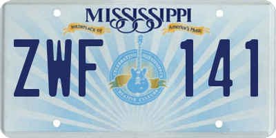 MS license plate ZWF141