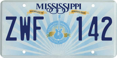 MS license plate ZWF142
