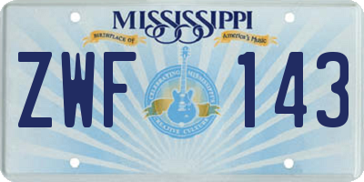 MS license plate ZWF143