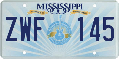 MS license plate ZWF145
