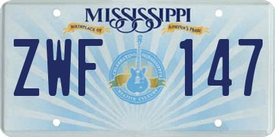 MS license plate ZWF147