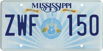 MS license plate ZWF150