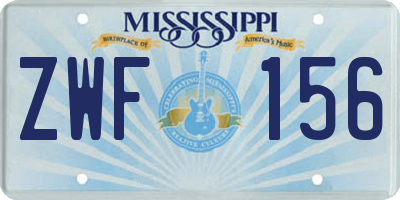 MS license plate ZWF156