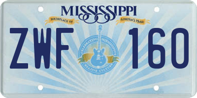 MS license plate ZWF160