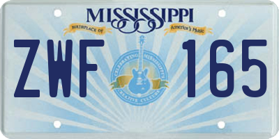 MS license plate ZWF165