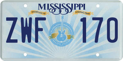 MS license plate ZWF170