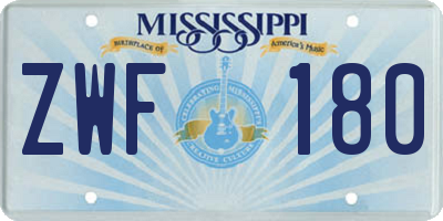 MS license plate ZWF180