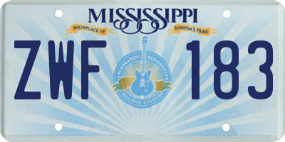 MS license plate ZWF183