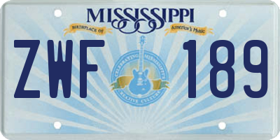 MS license plate ZWF189