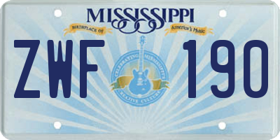 MS license plate ZWF190