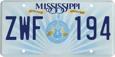 MS license plate ZWF194