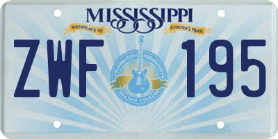 MS license plate ZWF195
