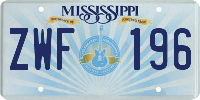 MS license plate ZWF196