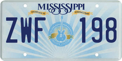 MS license plate ZWF198