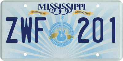 MS license plate ZWF201