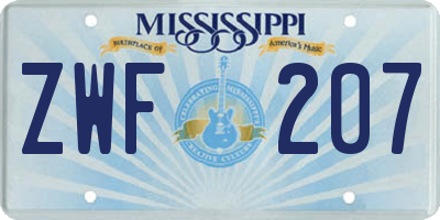 MS license plate ZWF207