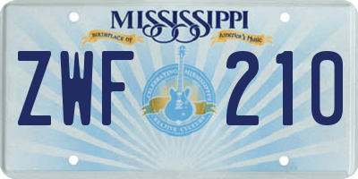 MS license plate ZWF210