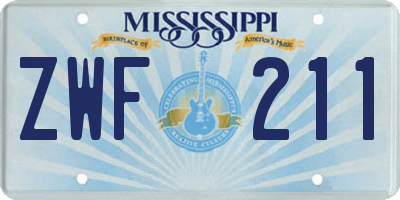 MS license plate ZWF211