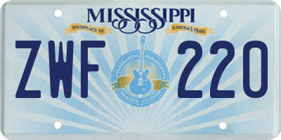 MS license plate ZWF220