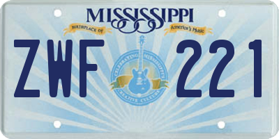 MS license plate ZWF221
