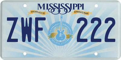 MS license plate ZWF222