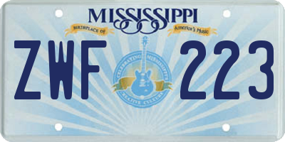 MS license plate ZWF223