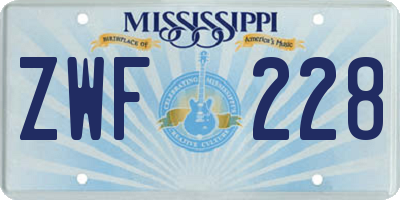 MS license plate ZWF228