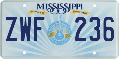 MS license plate ZWF236