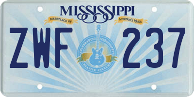 MS license plate ZWF237
