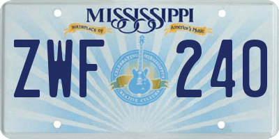 MS license plate ZWF240
