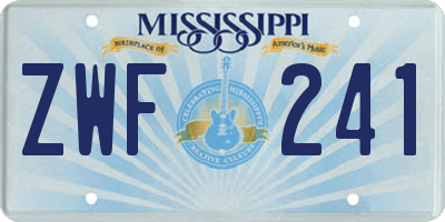 MS license plate ZWF241