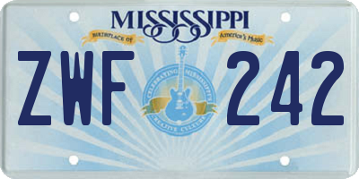 MS license plate ZWF242