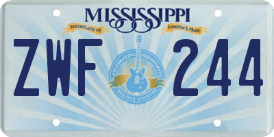 MS license plate ZWF244